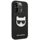 Karl Lagerfeld Saffiano Choupette Head Patch dėklas iPhone 14 Pro Max, juodas