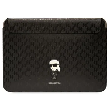 Karl Lagerfeld Saffiano Monogram Ikonik 16" nešiojamojo kompiuterio dėklas, juodas