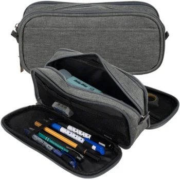 Maaleo Triple Compartment Pencil Case, Grey