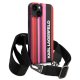 Karl Lagerfeld Color Stripes Strap dėklas su dirželiu iPhone 14, rožinis