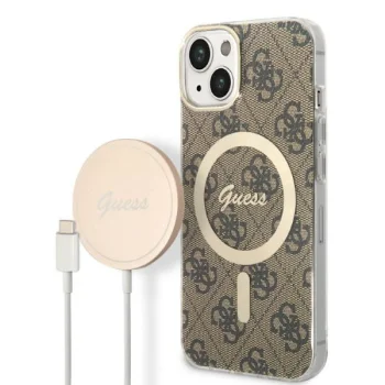 Dėklo ir įkroviklio rinkinys Guess GUBPP14MH4EACSW, skirtas iPhone 14 Plus, rudas