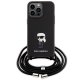 Karl Lagerfeld dėklas iPhone 15 Pro Max Crossbody Saffiano Monogram, juodas