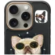 Nimmy Glasses Cool Dog MagSafe dėklas iPhone 16 Pro Max telefonui, juodas