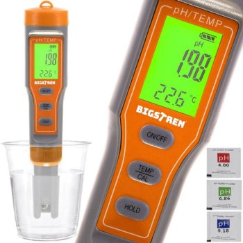 Bigstren vandens kokybės matuoklis 4-in-1 pH ir temperatūrai matuoti