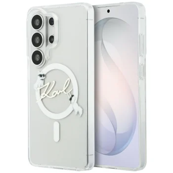 Karl Lagerfeld IML KC Script MagSafe dėklas Samsung Galaxy S26 Ultra, skaidrus