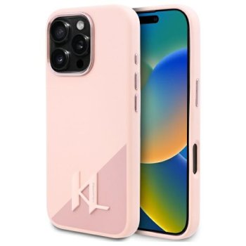 Karl Lagerfeld Silicone Shadow Metal Initial MagSafe Phone Case Cover iPhone 16 Pro Max - Pink