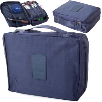 Travel Toiletry Bag and Cosmetic Organizer, Navy Blue