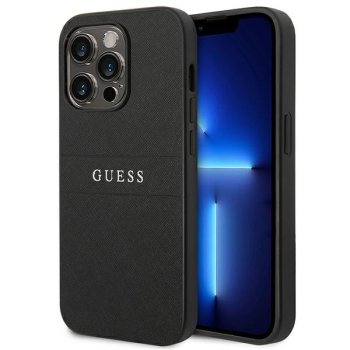 Guess dėklas iPhone 14 Pro telefonui Saffiano Strap, juodas