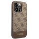 Guess iPhone 14 Pro dėklas 4G Stripe Collection, rudas