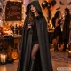 Long Hooded Halloween Cape for Cosplay and Costumes, Black