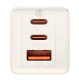 Sieninis įkroviklis Baseus GaN5, 2x USB-C ir USB, 65W su 1m laidu, baltas