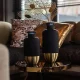 Bakalu Glass and Metal Flower Vase, 25 cm, Black & Gold