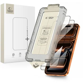 Apsauginis stiklas Tech-Protect Quick Set+ iPhone 17 Pro Max (2 vnt.), juodas
