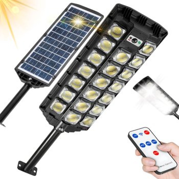 LED solar street light with remote, waterproof IP65, motion sensor