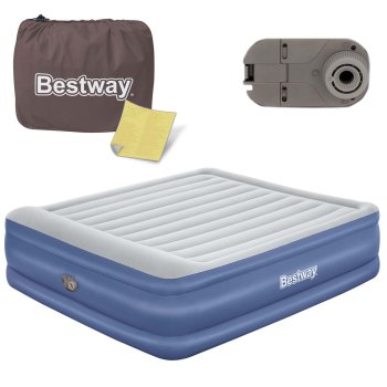 Pripučiamas čiužinys Bestway Queen su integruota pompa, 203x193x56 cm