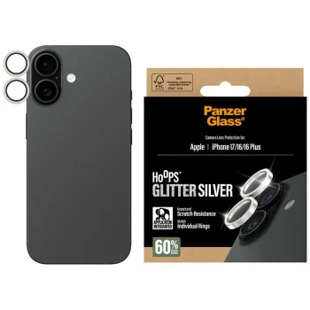 PanzerGlass Hoops Glitter Tempered Glass Lens Screen Protector  iPhone 17 / 16 / 16 Plus - Silver