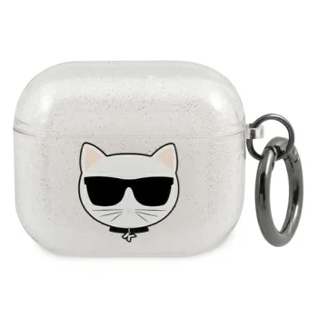 Karl Lagerfeld Glitter Choupette dėklas AirPods 3 ausinėms, Sidabrinis