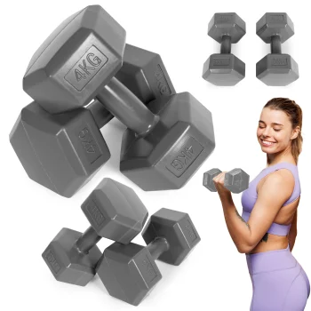 Hex dumbbells set 2x4 kg ModernHome fitness weights, grey