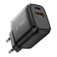 Tech-Protect NCA45W-GAN 2 prievadų (USB-C/USB-A) 45W sieninis įkroviklis, juodas
