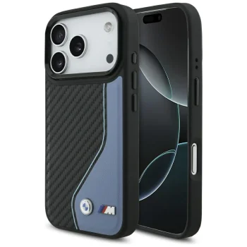 BMW M Carbon Logo MagSafe dėklas iPhone 17 Pro telefonui, mėlynas
