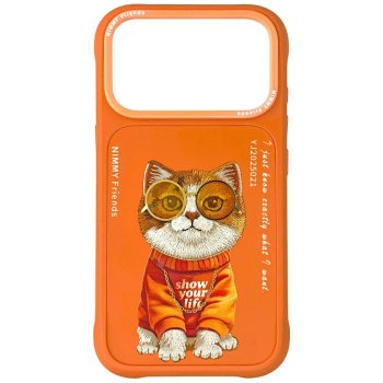 Dėklas Nimmy Glasses Cool Cat, skirtas iPhone 17 Pro, oranžinis