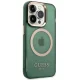 Guess iPhone 14 Pro Max dėklas Gold Outline Translucent MagSafe, žalias
