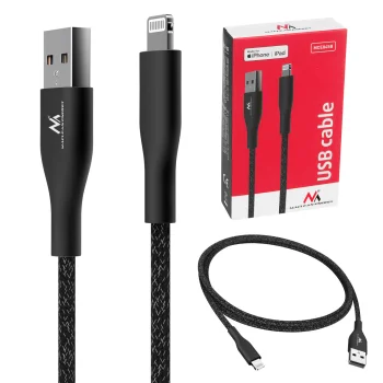 Maclean MCE845B USB į Apple 8-pin laidas 2.4A 1m, juodas