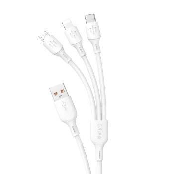Dudao L8A-3in1 USB-A to USB-C/micro USB/Lightning Cable, 1.2m, White