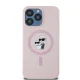 Karl Lagerfeld dėklas iPhone 15 Pro Max telefonui Silicone Karl & Choupette MagSafe, rožinis