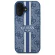 Guess iPhone 16 dėklas 4G Printed Stripes MagSafe, mėlynas