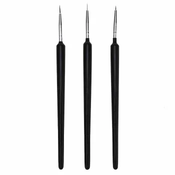 Nail Art Brush Set, 3 Pcs, Black
