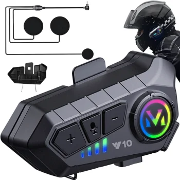 Motorcycle Bluetooth 5.3 Intercom Y10 with Voice Assistant and IPX6