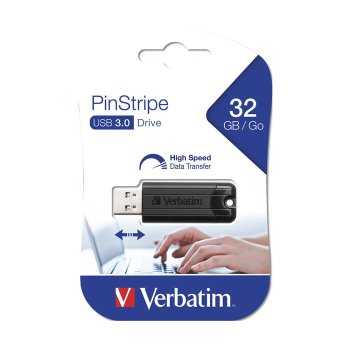 Verbatim Store n Go Pinstripe USB atmintinė, 32GB, Juoda