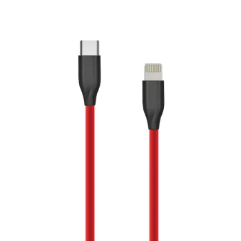 Extra Digital USB-C į Lightning silikoninis laidas, 2m, raudonas