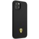 Ferrari iPhone 14 Plus Case Silicone Metal Logo, Black