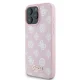 Guess dėklas iPhone 16 Pro su MagSafe, Peony Script Logo, rožinis