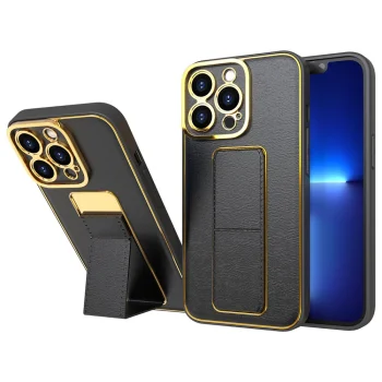 Telefono dėklas su stovu skirtas iPhone 13 Pro Max, juodas