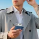 Dėklas ausinėms AmazingThing Glamour skirtas AirPods Pro 3 su karabinu, mėlynas