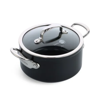 Puodas GreenPan Barcelona Pro su dangčiu, 20 cm, 3.1 l, juodas