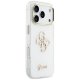 Guess IML 4G Script Metal dėklas iPhone 17 Pro Max telefonui, baltas