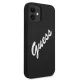 Guess iPhone 12 mini dėklas Silicone Vintage Script, juodas / baltas
