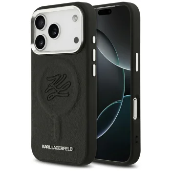 Karl Lagerfeld Initial & Metal Logo MagSafe Phone Case Cover iPhone 17 Pro Max - Black