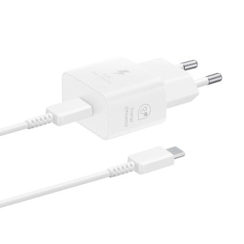Samsung EP-T2510XWEGEU 25W SFC GaN tinklo įkroviklis su USB-C laidu, baltas