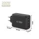 Sieninis įkroviklis Tech-Protect NC200W-GaN, 4 prievadai, 200W, juodas