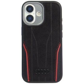 Audi iPhone 17 dėklas R8 Genuine Leather MagSafe, juodas / raudonas