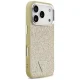 Guess Glitter Triangle Logo MagSafe dėklas iPhone 17 Pro, auksinis
