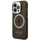 Guess Gold Outline Translucent MagSafe dėklas iPhone 14 Pro, juodas
