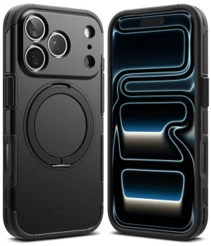 Ringke Alles MagSafe dėklas telefonui iPhone 18 Pro / 17 Pro su stovu, juodas