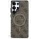 Guess Leather 4G Colored Ring MagSafe Case for Samsung Galaxy S25 Ultra, Brown