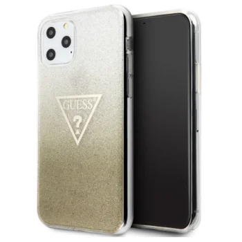 Guess GUHCN65SGTLGO iPhone 11 Pro Max dėklas Glitter Triangle, auksinis